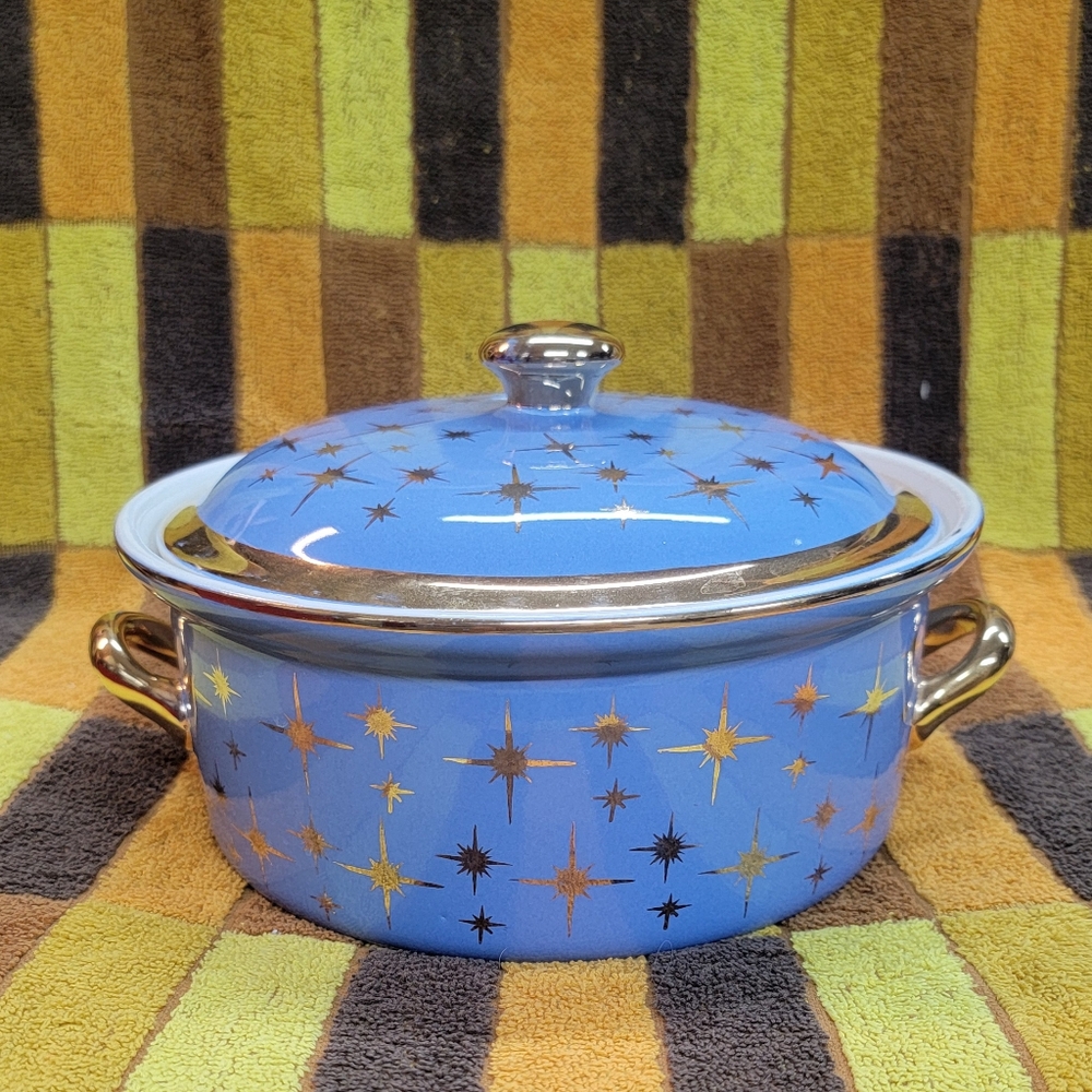 Mid Century Hall Blue Starburst Casserole